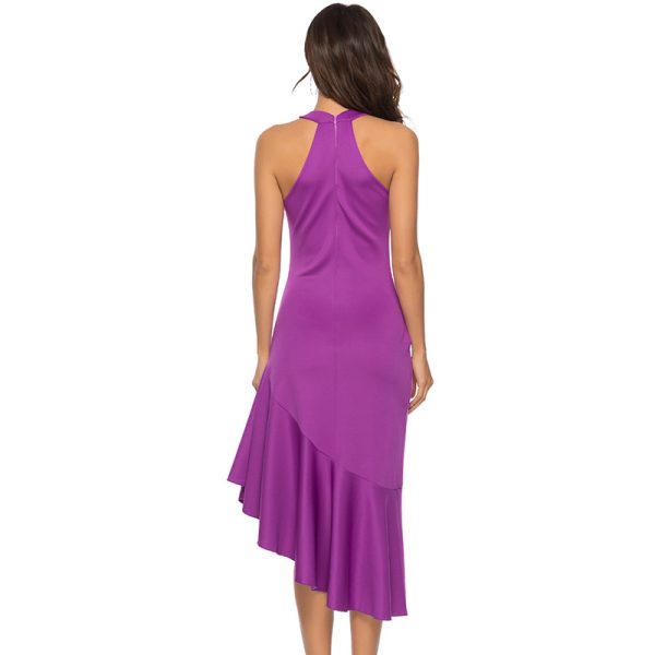 Women's Irregular Sexy Sleeveless Openwork Dresses Sleeveless Off-the-Shoulder Dresses Office Dresses - Image 4