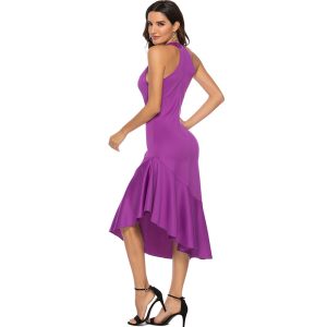 Women's Irregular Sexy Sleeveless Openwork Dresses Sleeveless Off-the-Shoulder Dresses Office Dresses