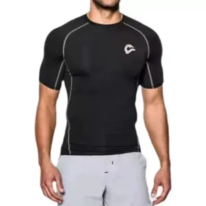 New tights short-sleeved men's American high-elastic fitness T-shirt running sports wear professional coach clothing track and field suit