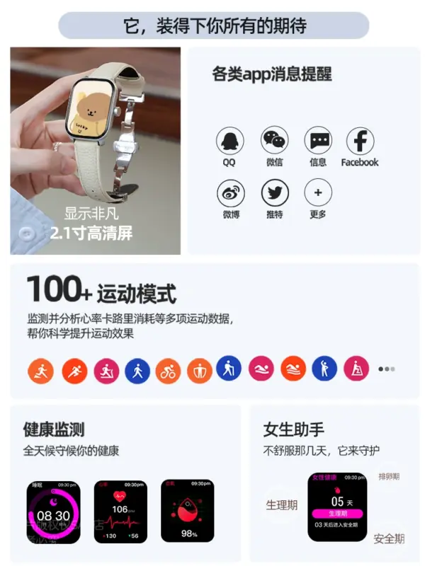 Suitable for Apple Android mobile phone, smart watch, women's bluetooth call payment, multi-function magnetic belt bracelet - Image 2
