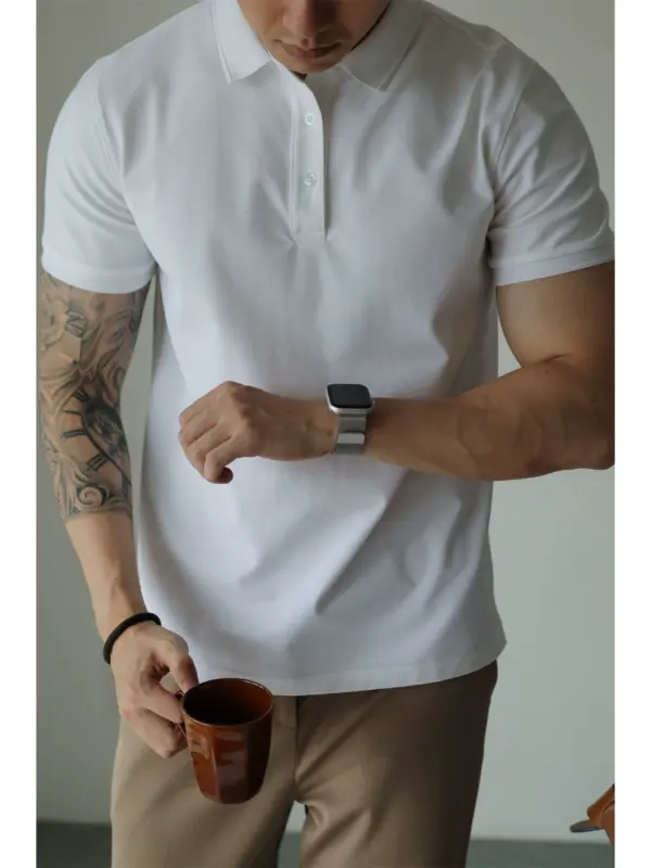 Men's solid color sports t-shirt, fitness trainer, short sleeve polo shirt, tight stretch running training, fitness quick-drying suit