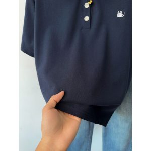 Plus size women's summer high-end polo neck, shoulder short-sleeved T-shirt, fat mm, loose and thin, foreign and versatile top