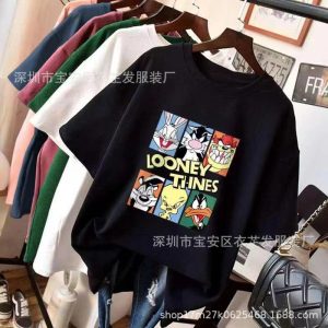 1 yuan factory direct sales source summer free shipping large size short-sleeved T-shirt women's clothing wholesale 2 yuan street stall cheap clothes