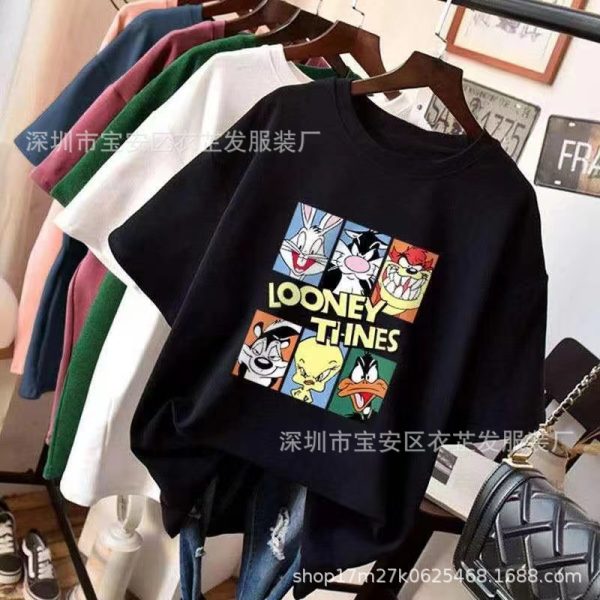 1 yuan factory direct sales source summer free shipping large size short-sleeved T-shirt women's clothing wholesale 2 yuan street stall cheap clothes - Image 2