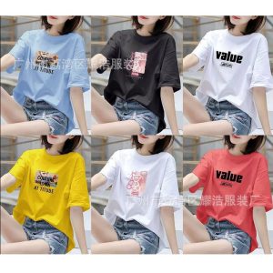 1 yuan free shipping women's clothing wholesale 9.9 a drop shipping short-sleeved T-shirt women's 2025 summer hot plus-size clothes
