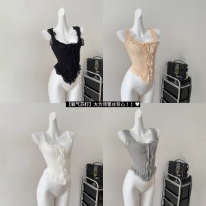 Lace sleeveless vest women's summer new pure lust knit sweater top layer