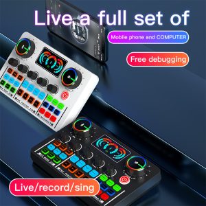 V98 cross-border English live sound card special singing sound card equipment mobile phone karaoke recording computer podcast