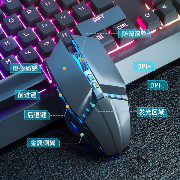 Wired luminous keyboard, mouse, headset set, electric machine, feel, desktop computer, notebook, punk keycaps - Image 3