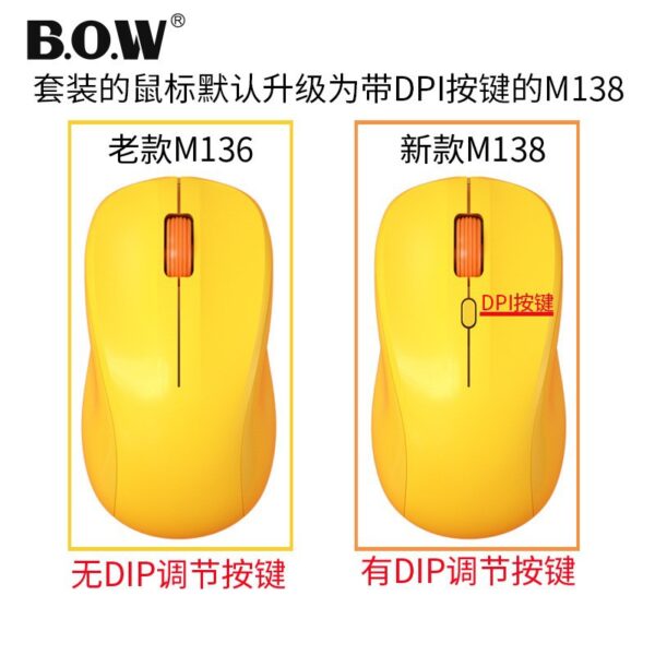 BOW external wireless keyboard and mouse set notebook desktop computer universal office home silent USB cross-border exclusive - Image 2
