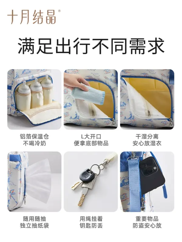 October Crystallized Changing Bag Large-capacity Mother Mother and Baby Go Out, High-value Lightweight Backpack Backpack - Image 5