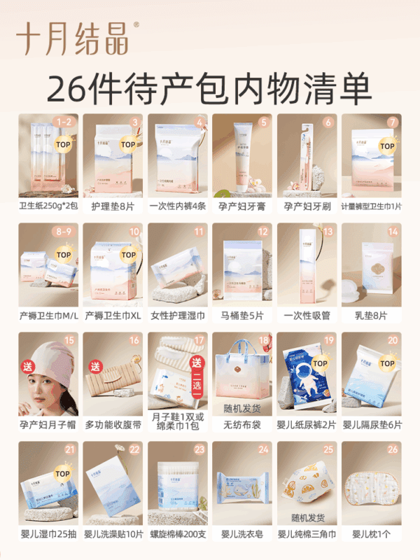 In October, the crystallization waiting package is admitted to the hospital, a full set of mother-child combination, postpartum practical confinement supplies, pregnant women prepare for childbirth in summer - Image 2