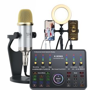 Cross-border Podcast Equipment Set Audio Interface with Cardioid Design BM800 Microphone is suitable for game streaming