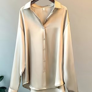 Elegant Office Lady Blouses Autumn Winter Long Sleeve Cross Border