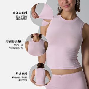SHEER COTTON TANK Cotton Ammonia Breathable Crop Vest Sleeveless Solid Color Slim Pullover Crop Top for Women