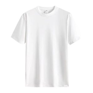 Heavyweight Xinjiang combed cotton bag collar edge pure white short-sleeved T-shirt men and women summer loose large size round neck T-shirt casual