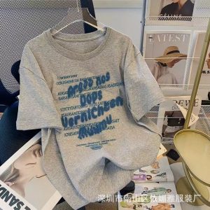 2024 Summer New Korean Size Women's Short Sleeve T-Shirt Women's Loose Versatile Half Sleeve 1688 Street Stall Clothes
