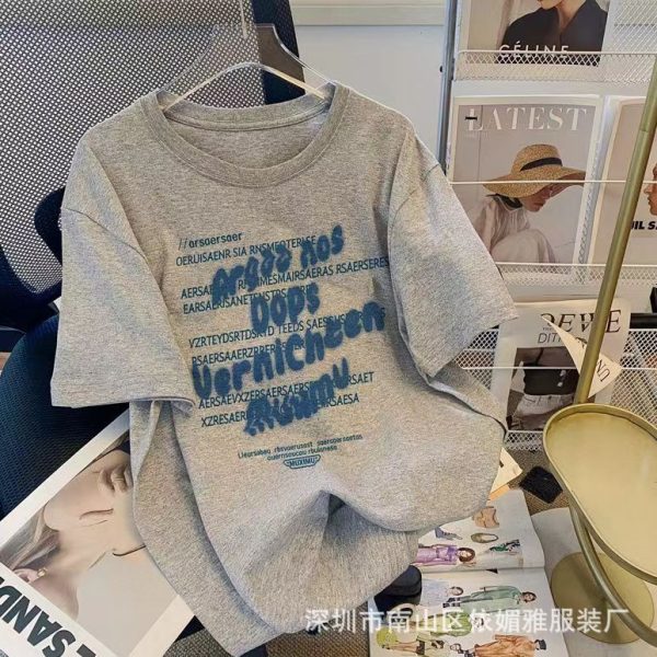 2024 Summer New Korean Size Women's Short Sleeve T-Shirt Women's Loose Versatile Half Sleeve 1688 Street Stall Clothes - Image 3