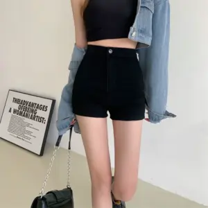 Black High Waist Denim Shorts Small Shorts Skinny Summer Outfit Boots Spice Girls Women's American Hot Hot Pants