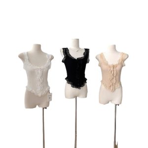 Lace sleeveless vest women's summer new pure lust knit sweater top layer