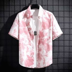 Hong Kong style loose short sleeve floral shirt men's Hawaiian Thai seaside beach shirt Japanese ins handsome tide top