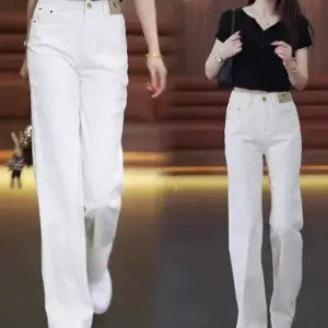 Morandi Grey Straight Jeans Women's Spring/Summer 2025 New Drap Loose Cropped Wide-Leg Pants Casual Pants