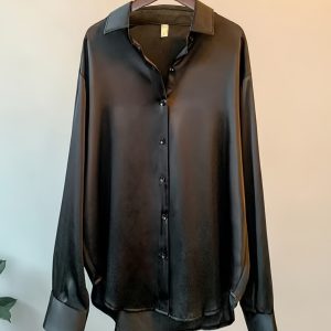 Elegant Office Lady Blouses Autumn Winter Long Sleeve Cross Border