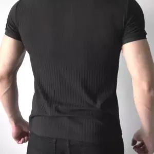 American ice silk pit strip polo shirt men's cool slim short sleeve lapel t-shirt fitness trainer overalls paul shirt tide