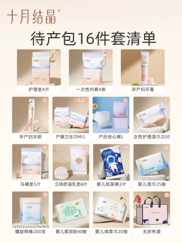 October crystallization of the mother-child combination of mother and child combination maternal admission to the hospital, a full set of postpartum confinement supplies, pregnant women's birth package, summer - Image 2