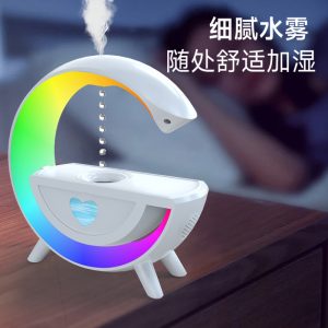 Foreign trade multi-functional big G dazzling ambient light anti-gravity water droplet backflow humidifier smart bluetooth speaker wholesale