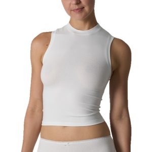 SHEER COTTON TANK Cotton Ammonia Breathable Crop Vest Sleeveless Solid Color Slim Pullover Crop Top for Women