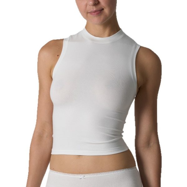 SHEER COTTON TANK Cotton Ammonia Breathable Crop Vest Sleeveless Solid Color Slim Pullover Crop Top for Women - Image 5