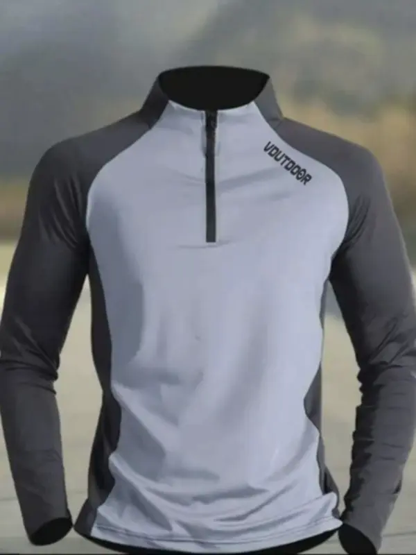 Outdoor city quick-drying clothes men's fitness sports long sleeves breathable stretch base training running casual coach top - Image 2