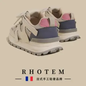 RHOTEM Platform Soled Forrest Gump Shoes Women's Spring 2025 New Vintage Mesh Stitching Heightened Casual Sports Daddy Shoes