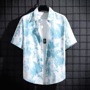 Hong Kong style loose short sleeve floral shirt men's Hawaiian Thai seaside beach shirt Japanese ins handsome tide top