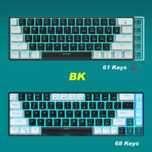 New 68 key wired mechanical gaming keyboard hot swap blue switch engineering two-color injection keycaps ice blue light