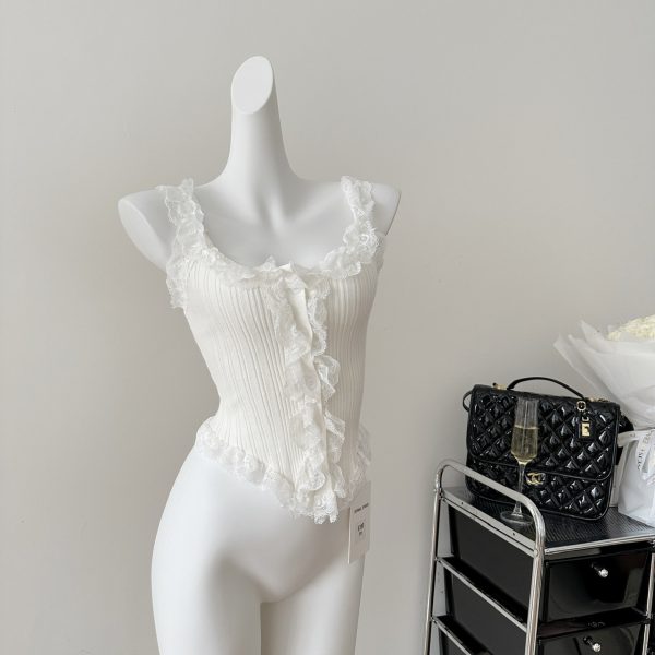 Lace sleeveless vest women's summer new pure lust knit sweater top layer - Image 3