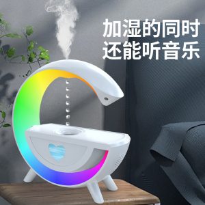 Foreign trade multi-functional big G dazzling ambient light anti-gravity water droplet backflow humidifier smart bluetooth speaker wholesale