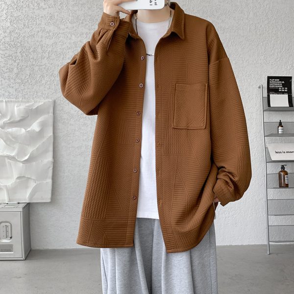 Corduroy shirt boys spring and autumn vintage American retro long sleeve shirt design sense Japanese casual jacket - Image 4