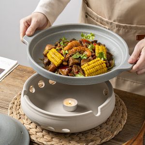 Chinese insulated soup plate, candle, open flame heating, Hunan cuisine beef stir-fry plate, dry pot, open stove, special hotel restaurant commercial