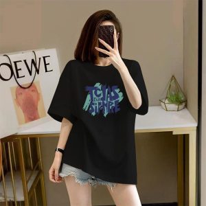 Fashion trend plus-size short-sleeved T-shirt women's summer 2025 new loose slimming versatile printed mid-length top