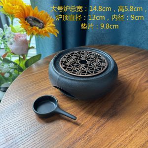 Heated base, white porcelain warm tea set, black ceramic stove holder, candle base, flower tea set, multifunctional ceramic base