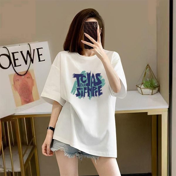 Fashion trend plus-size short-sleeved T-shirt women's summer 2025 new loose slimming versatile printed mid-length top