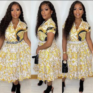 Cross-border European and American fashion casual suits office professional wear digital positioning contrast print dresses for women