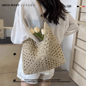 URCIO RUCKY Brand Straw Bag Bag Women's 2025 New Large Capacity Versatile Summer Resort Tote Bag