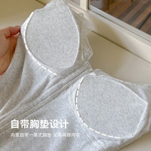 Cotton ammonia pit strip lace with cup buttons camisole women's pure desire style French base shirt women wear outside and wear inner tops