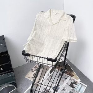 Cuban collar design niche vintage short-sleeved floral shirt male couple vintage retro loose beach shirt
