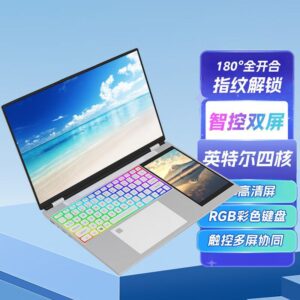 Intelligent control dual-screen laptop, four-core intelligent control touch sub-screen, light and thin, student office, convenient portable