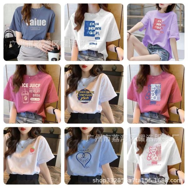 1 yuan free shipping women's clothing wholesale 9.9 a drop shipping short-sleeved T-shirt women's 2025 summer hot plus-size clothes - Image 3