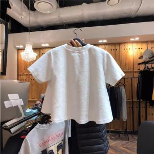 Short Sleeve T-Shirt Women's Summer 2025 New Short Loose White Cartoon Print Student Top Plus Size Women's Fashion Trend