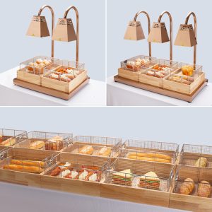 Buffet Food Insulation Lamp Catering Warm Food Potato Fritters Fried Frame Stainless Steel Basket Barbecue Heating Lamp Commercial